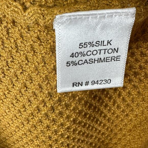 Paul Frederick Half Zip Sweater Mens Large Silk Cotton Cashmere Pullover Mustard - Picture 7 of 8